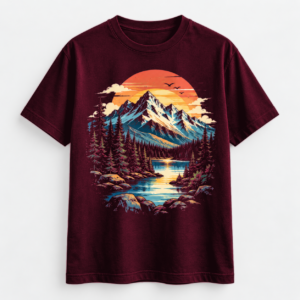 Explore More Mountain T-Shirt – Burgundy Adventure Graphic Tee
